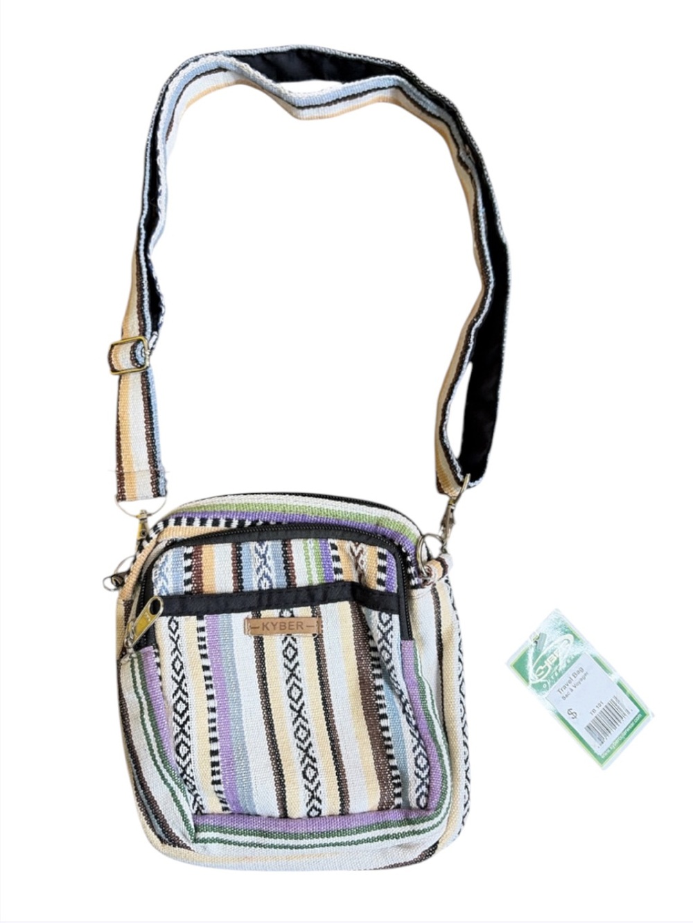 Kyber Outerwear Boho Gheri Cotton Woven Striped Travel Crossbody Bag NWT